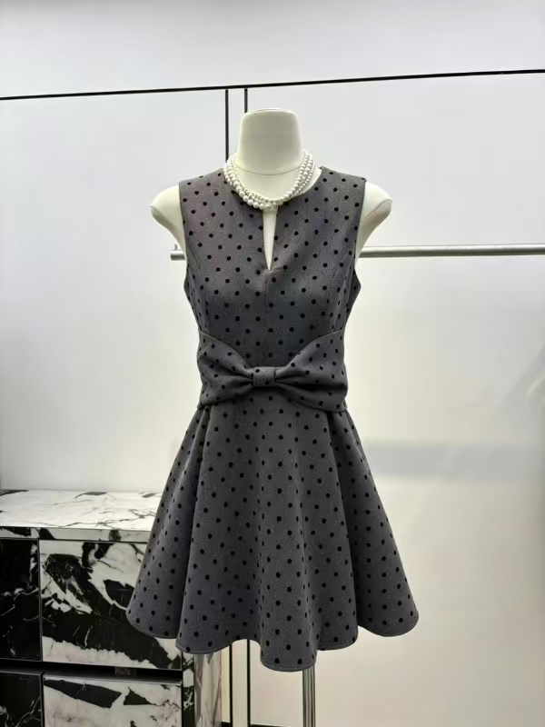 【dress】リボンドット柄ミニワンピース　N3586