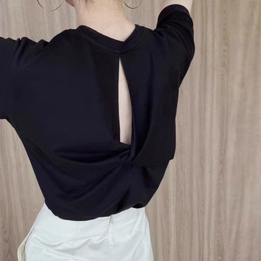 【tops】半袖バックレスＴシャツF7864