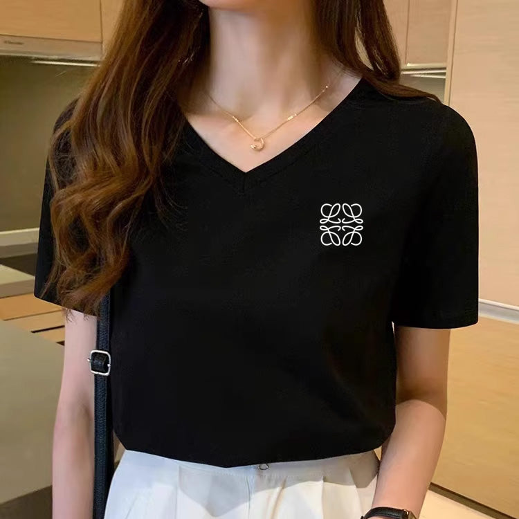 【tops】2色Vネック半袖ＴシャツF7777