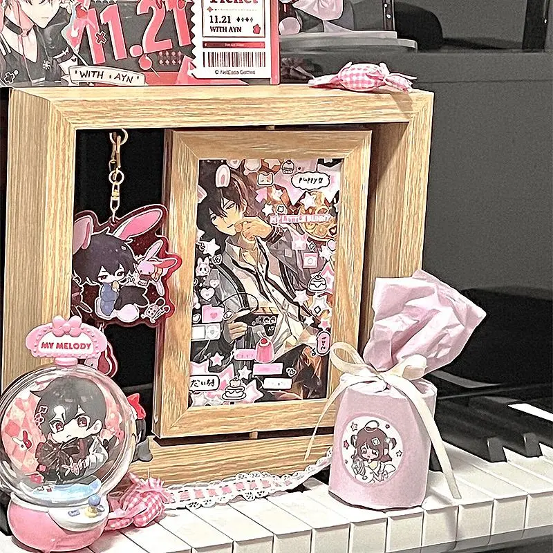 【GOODS】木製 フォトフレーム KGサイズ収納 回転式 ライト付き Q2487