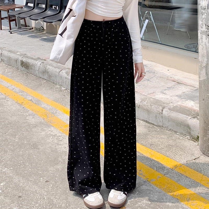 【bottoms】ドット柄ガウチョパンツF8328