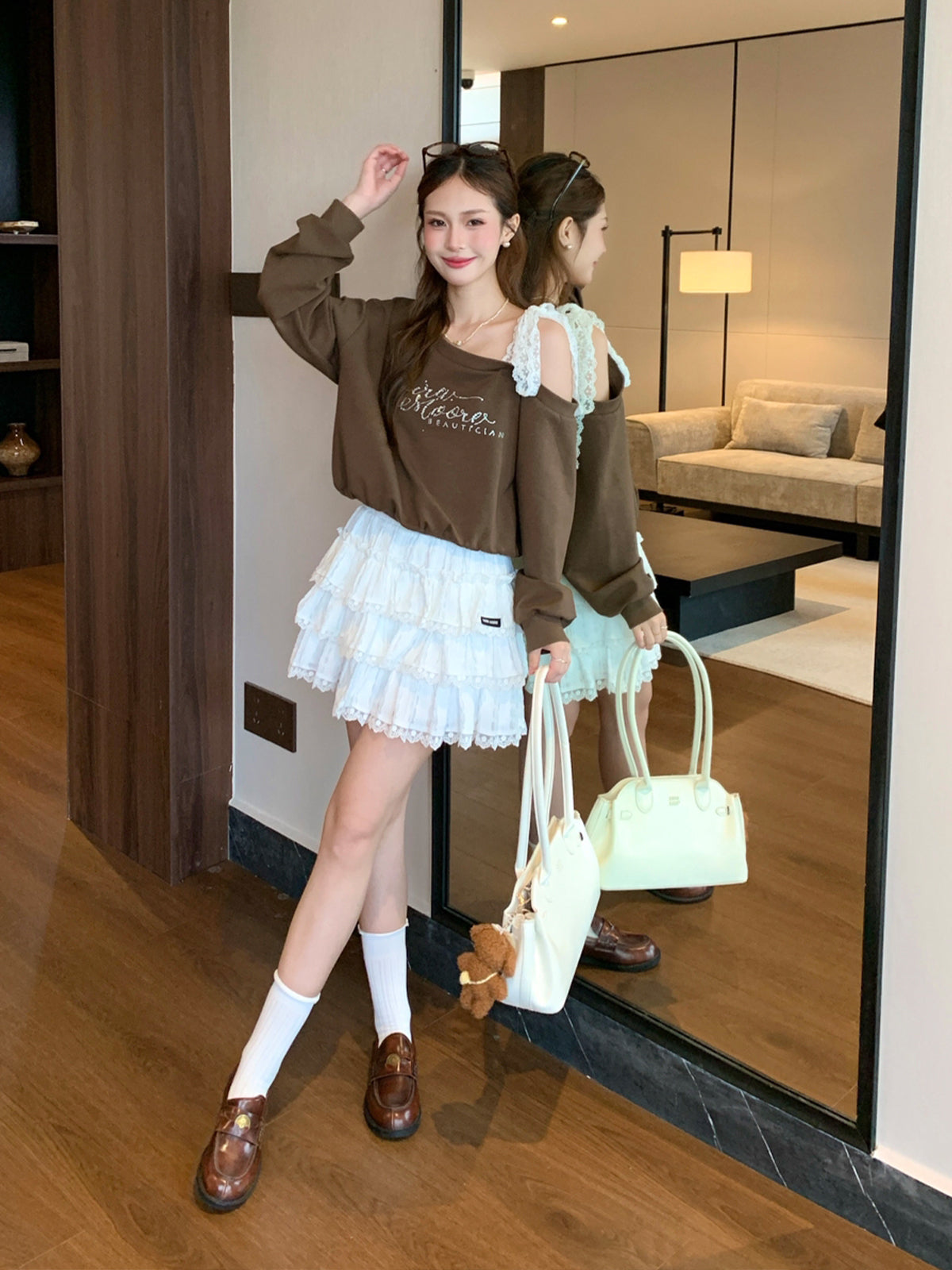 【tops】リボン付きワンショルダートップス Q8941