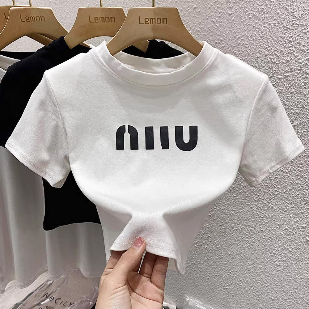 【tops】2色ラウンドネック半袖TシャツF7767