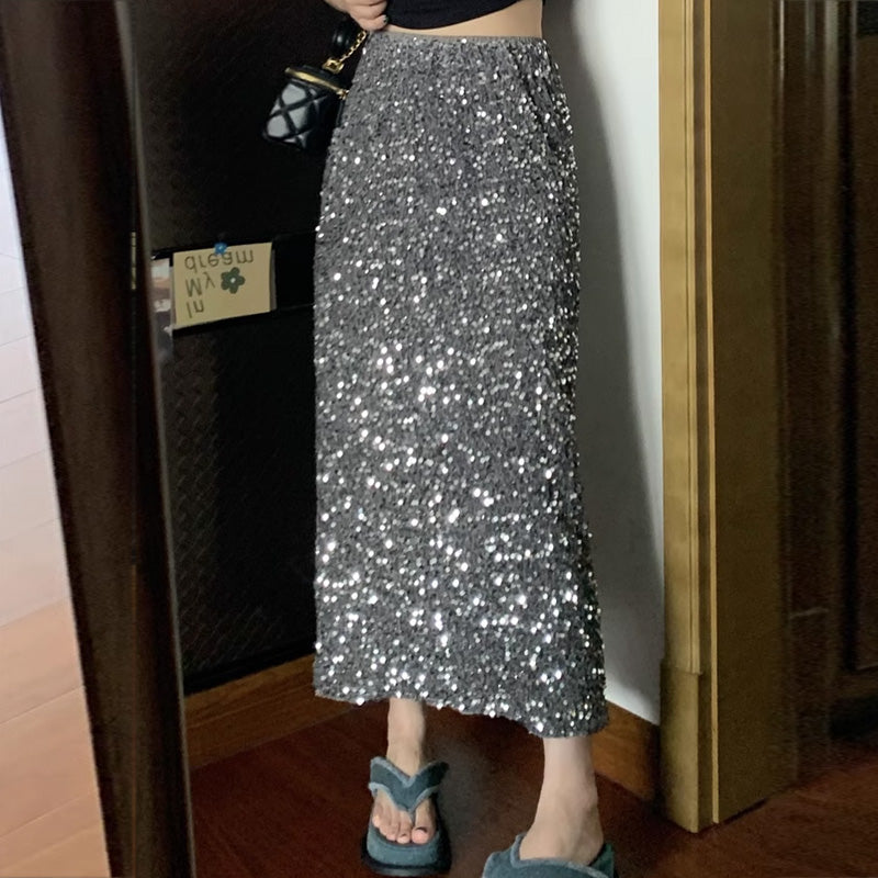 【bottoms】キラキラロング丈スカートF8295