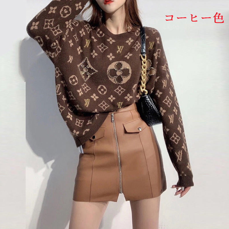 【tops】2色長袖ニットセーターF8144