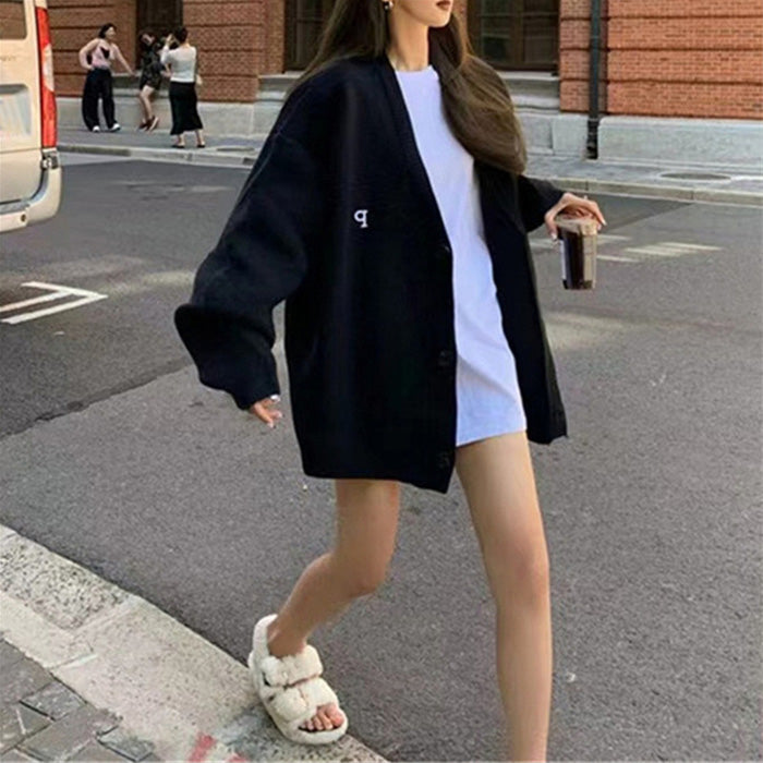 【outer】Vネック長袖ニットカーディガンF8324