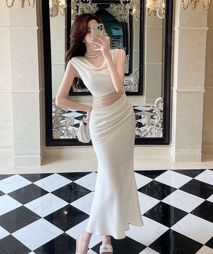 【dress】チュールコンビマーメイドワンピース　M30798