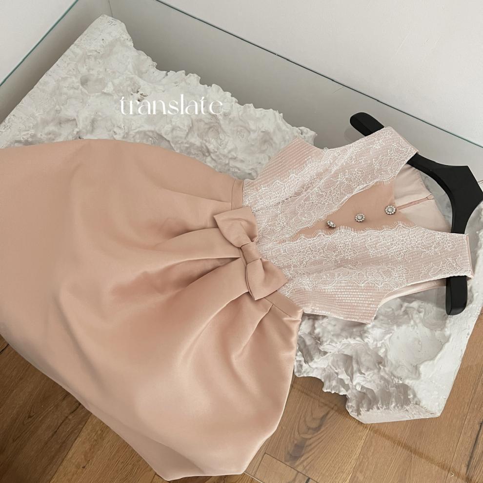 【dress】ノースリーブレース切り替えワンピース　M30095