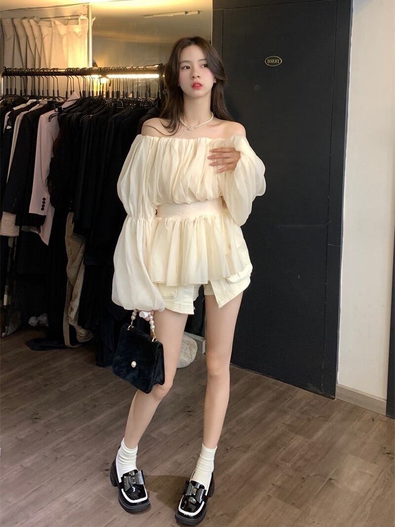 【tops】オフショルダーパフスリーブ ブラウスG20416