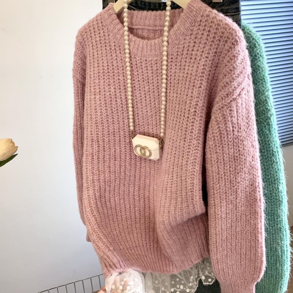 【tops】レース切り替えニットセーター　M29275