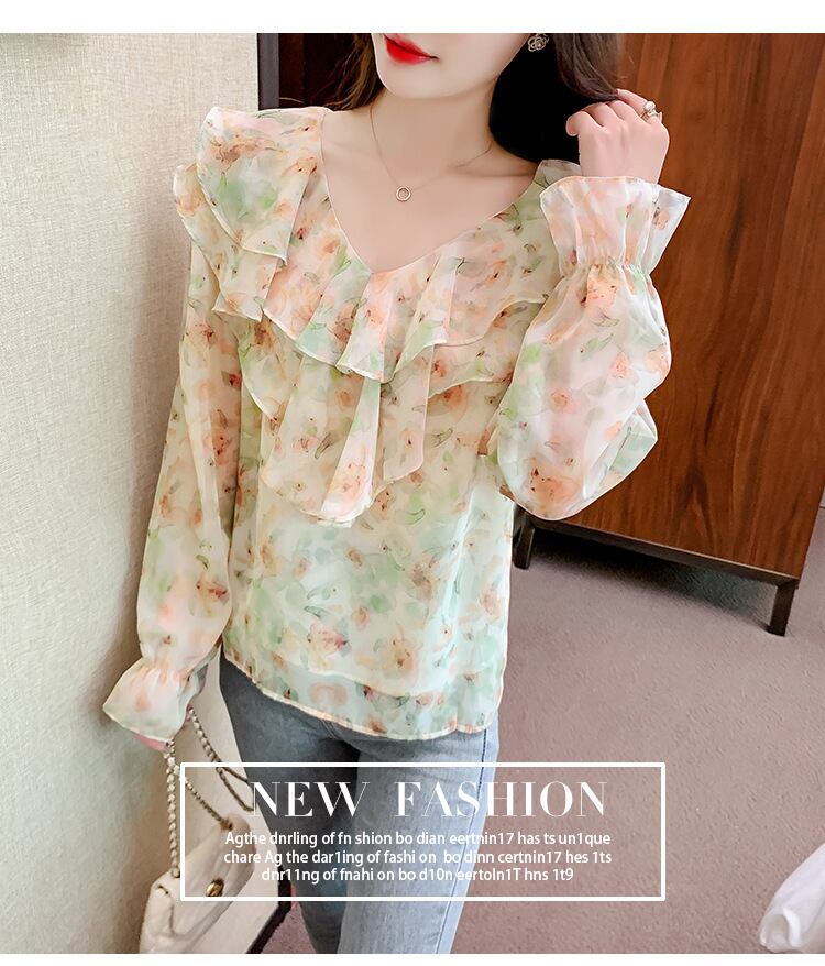 【tops】花柄シャツトップス　M18479