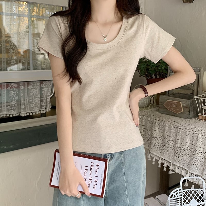 【tops】3色UネックＴシャツF7501