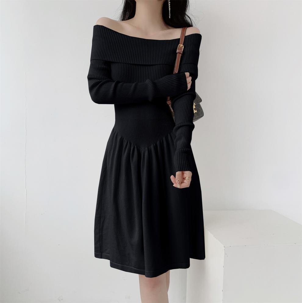 【dress】オフショルダーニットワンピース　M28032