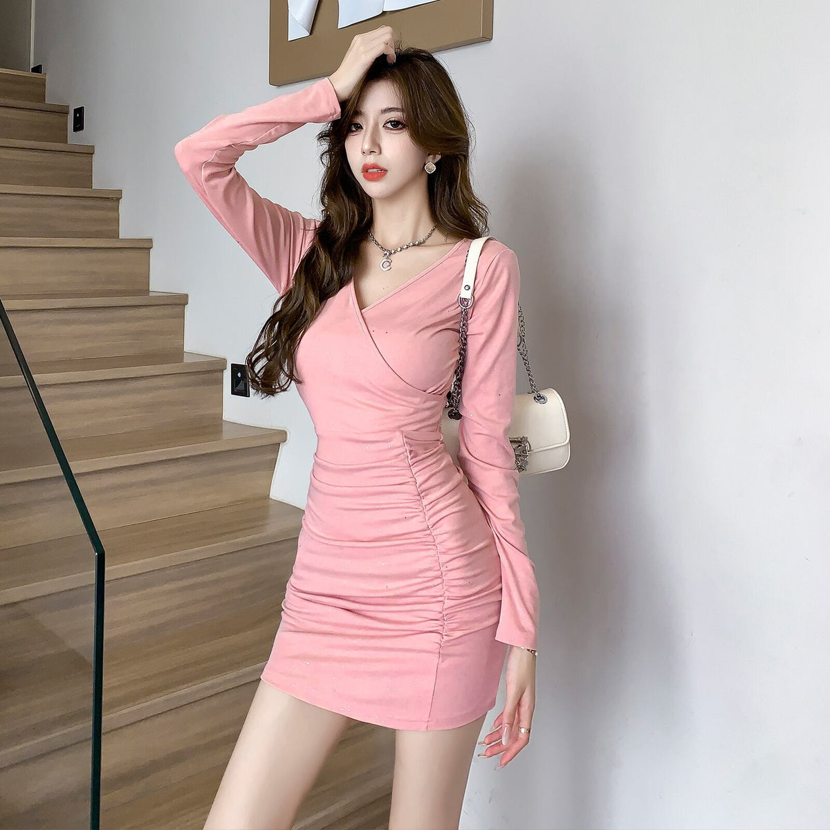 【dress】Vネックデートワンピース　M18680