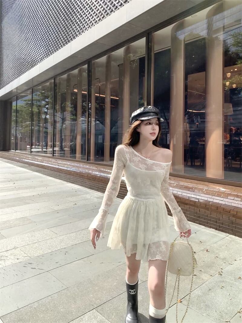 【dress】レース切り替えワンピース　M29873