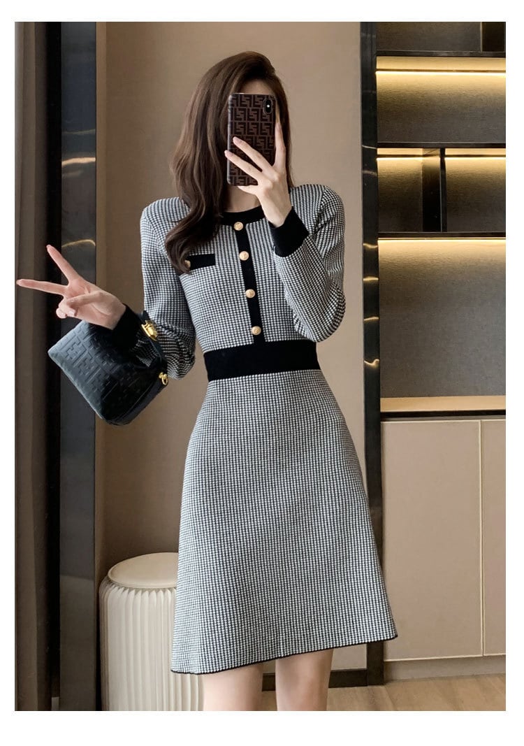 【dress】千鳥格子ワンピース　M25487