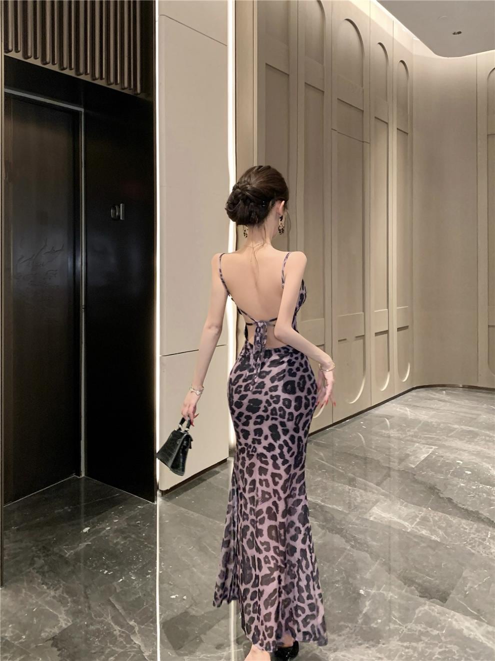 【dress】ヒョウ柄キャミワンピース Q8081