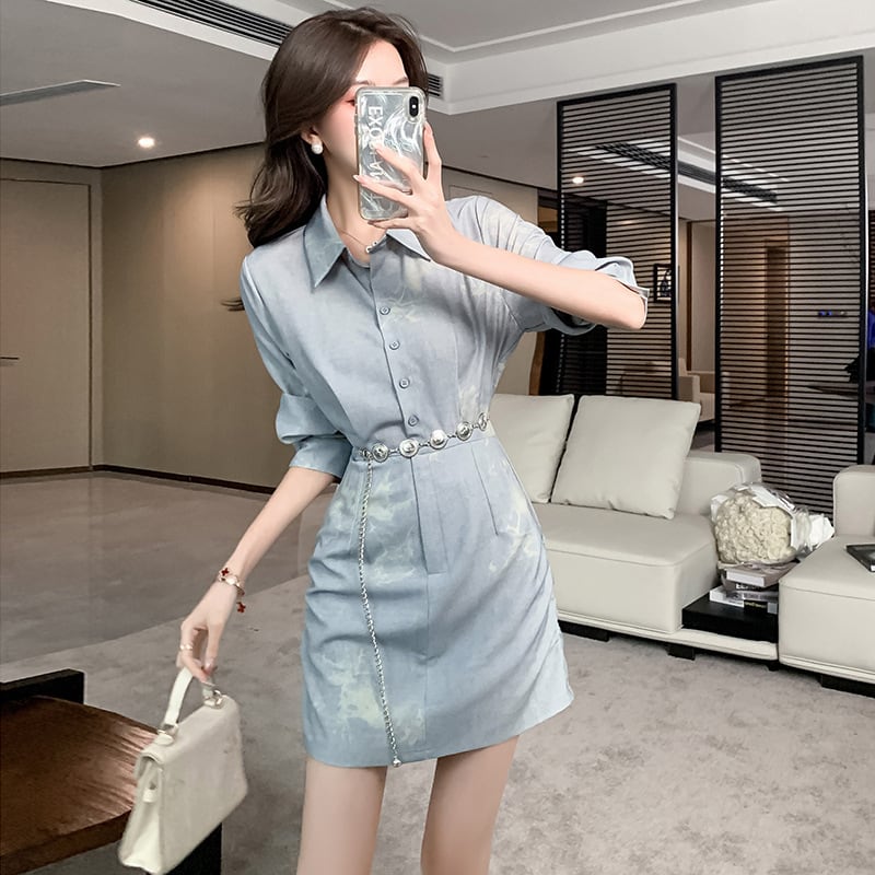 【dress】シャツワンピースベルト付き　M29681