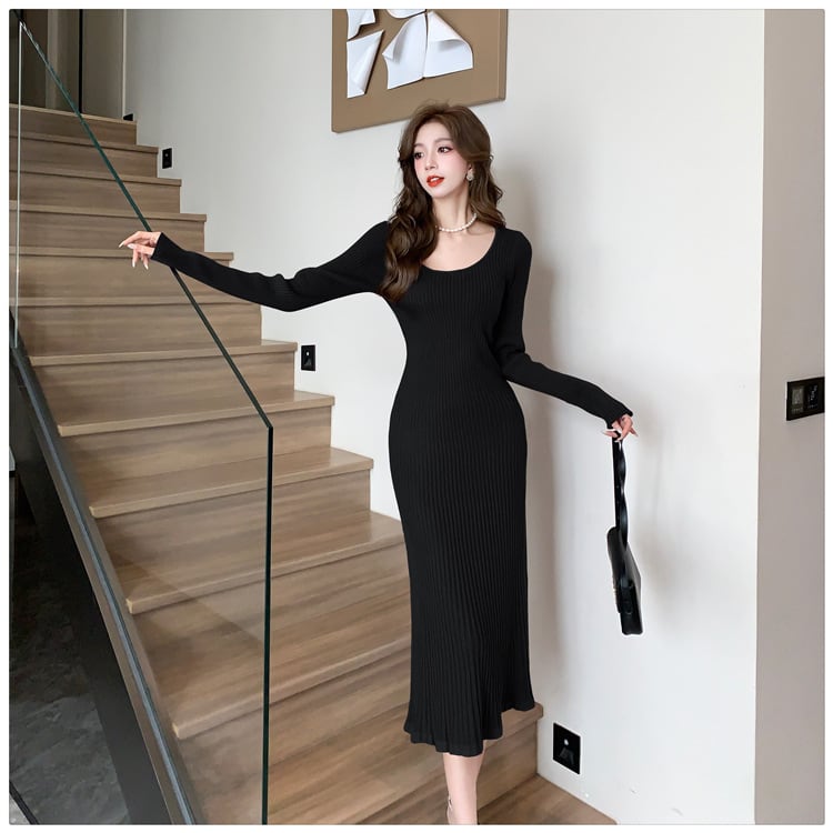 【dress】無地ニットワンピース　M18293