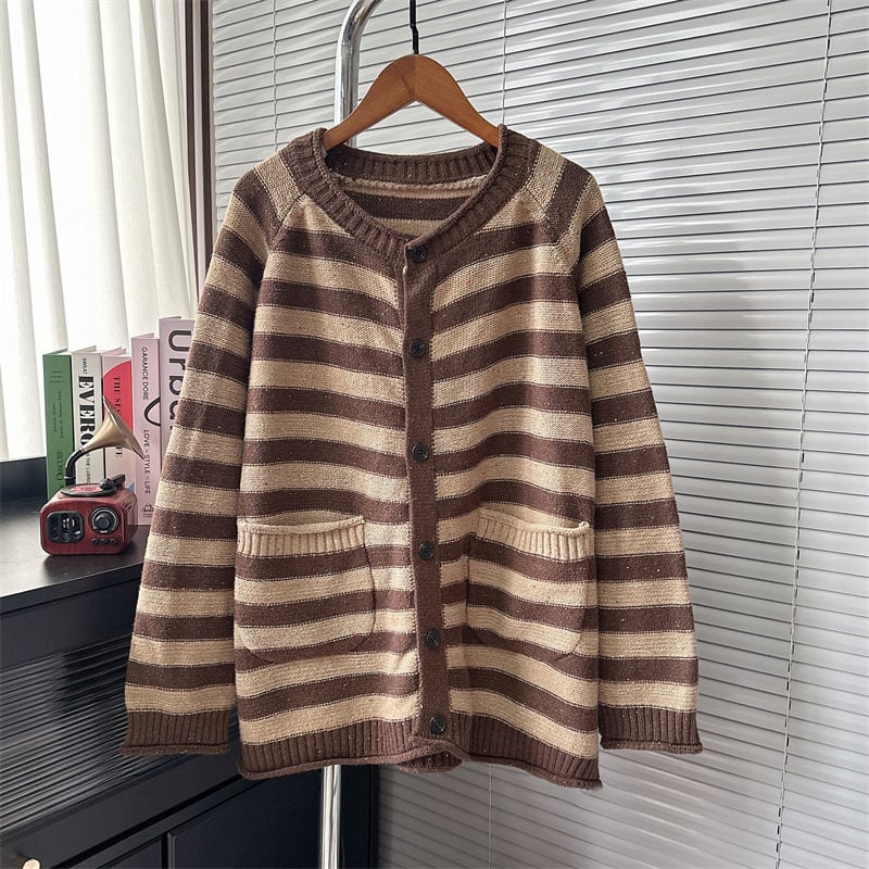 【outer】ボーダー柄ニットカーデ　M25531