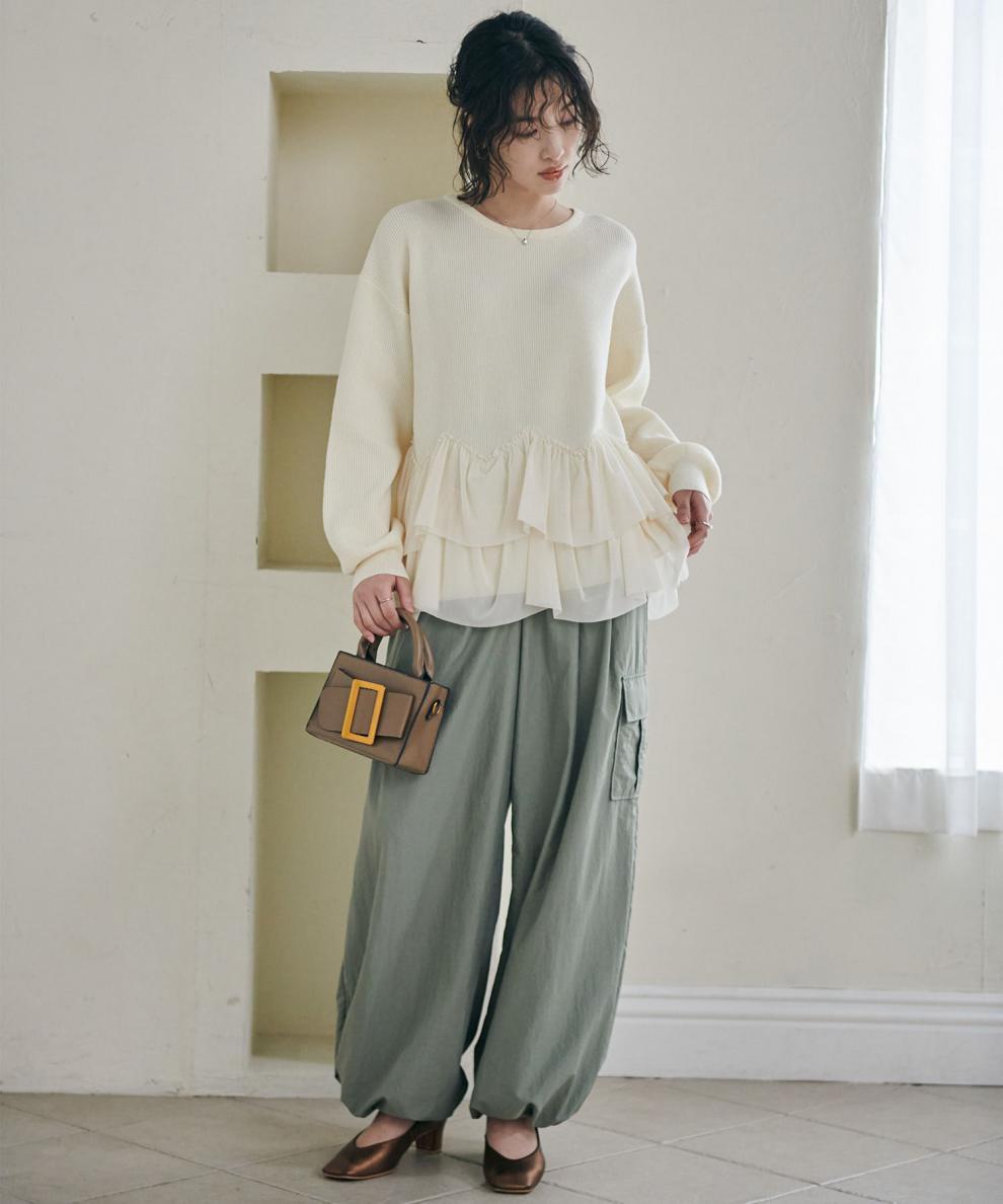 【tops】切り替えニットセーター　M25757