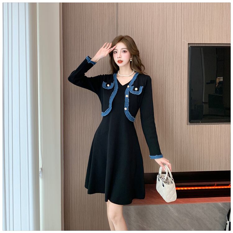 【dress】ドッキングニットワンピース　M18359