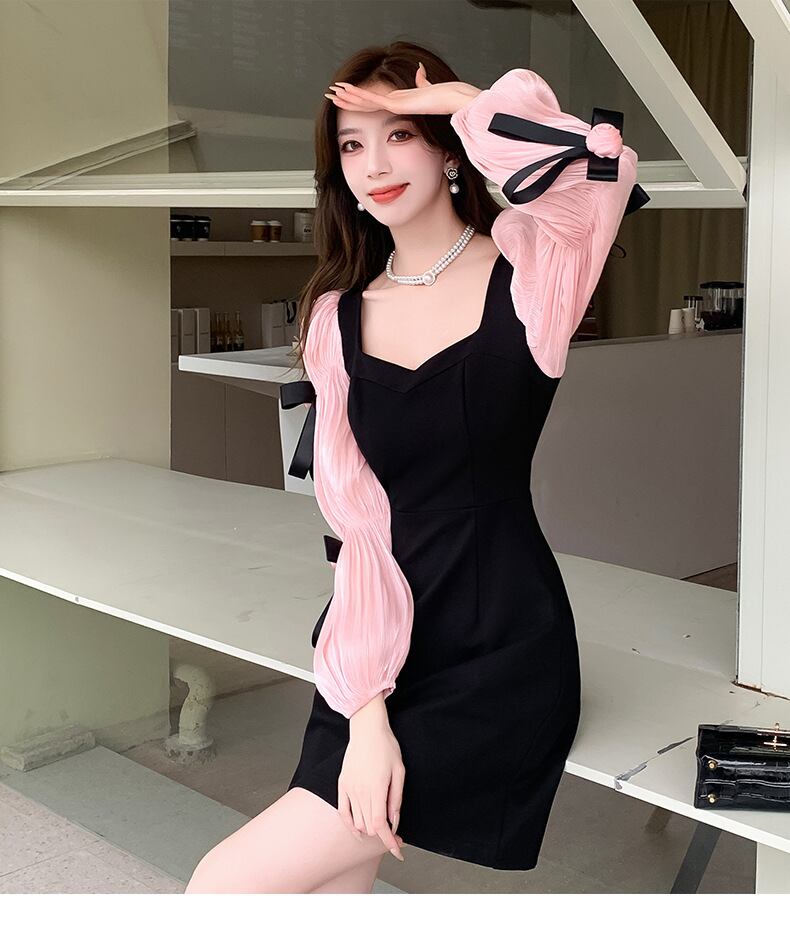 【dress】リボンランタンスリーブワンピース G21129