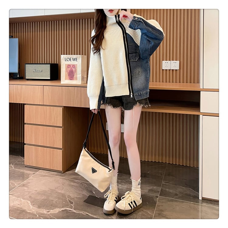 【outer】デニムドッキングニットカーデ　M18405