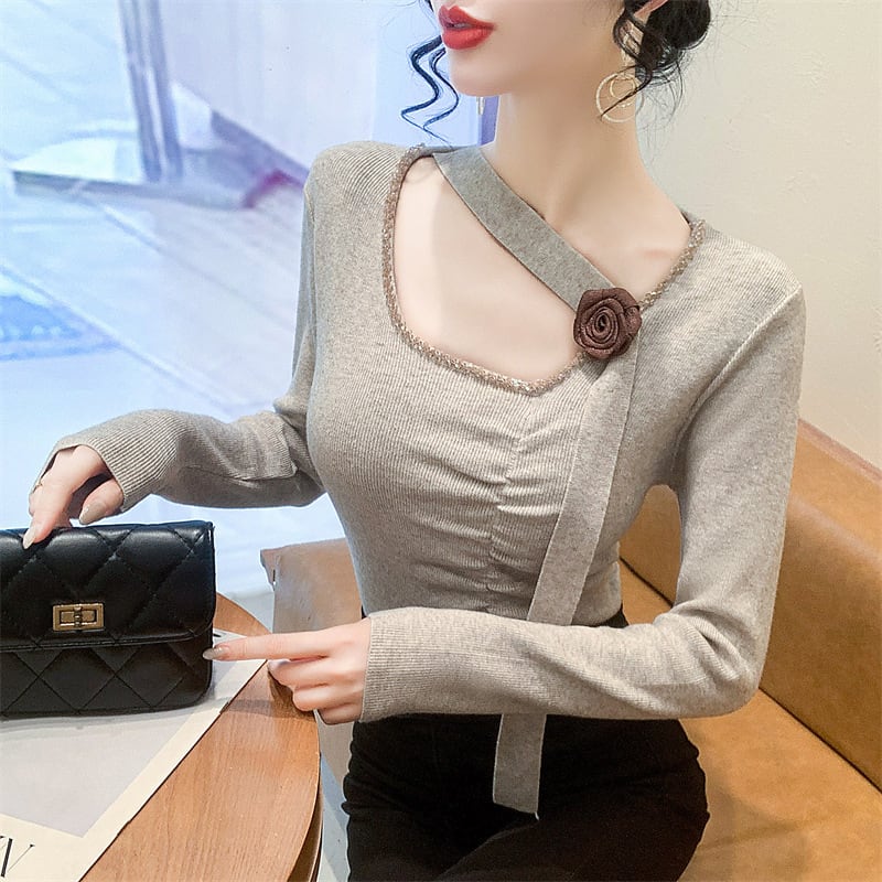 【tops】スリットニットトップス　M27822