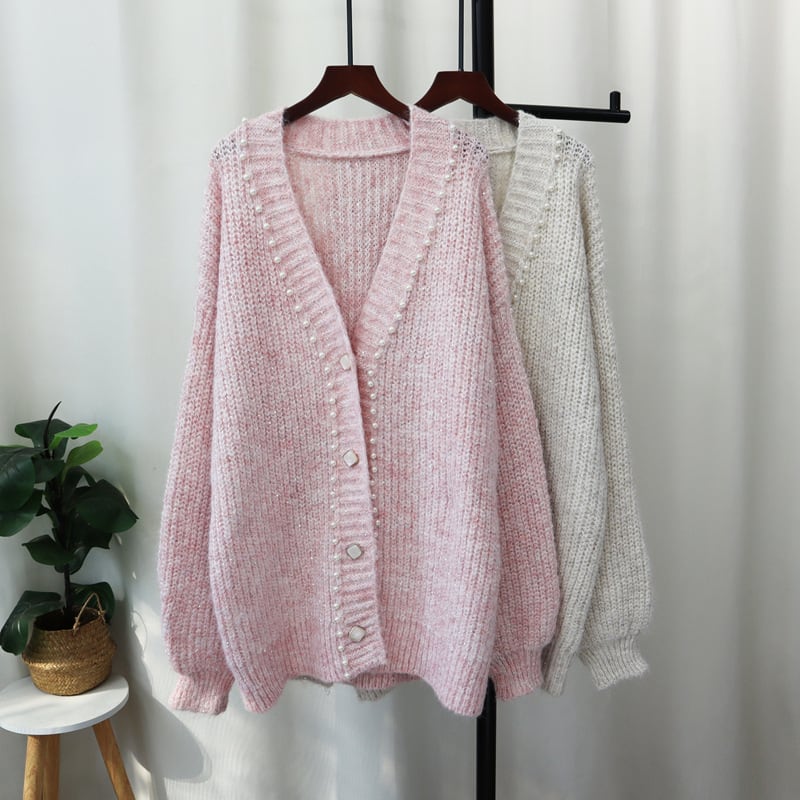 【outer】パールニットカーデ　M28552