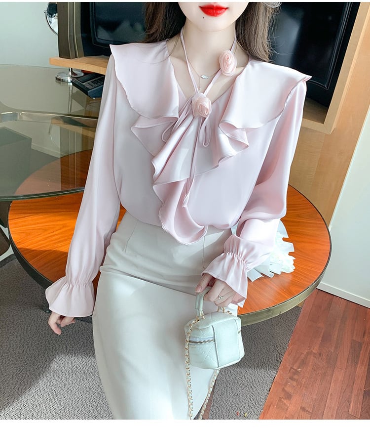 【tops】フリルシャツトップス　M25769