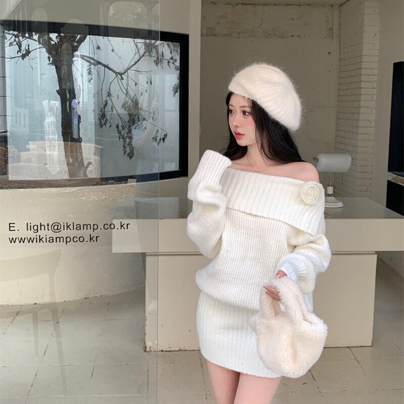 【dress】オフショルダーニットワンピース　M28499