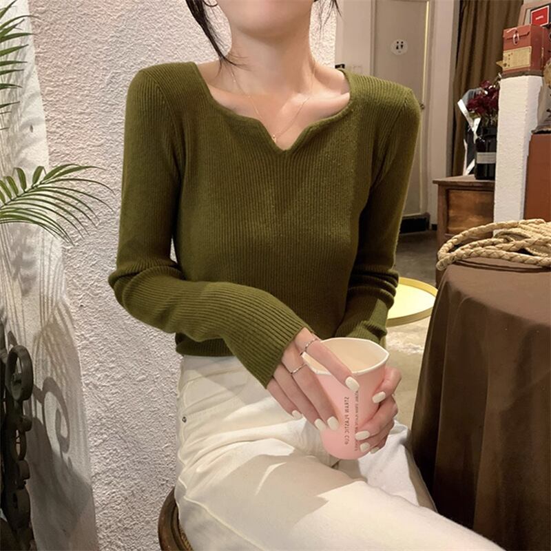 【tops】Vネックニットトップス　M18569