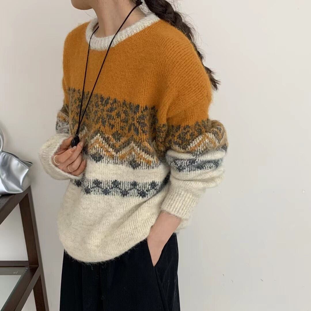 【tops】ジャカードニットセーター　M27106