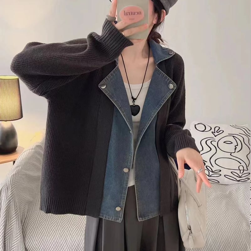 【outer】デニムドッキングカーディガン Q6367