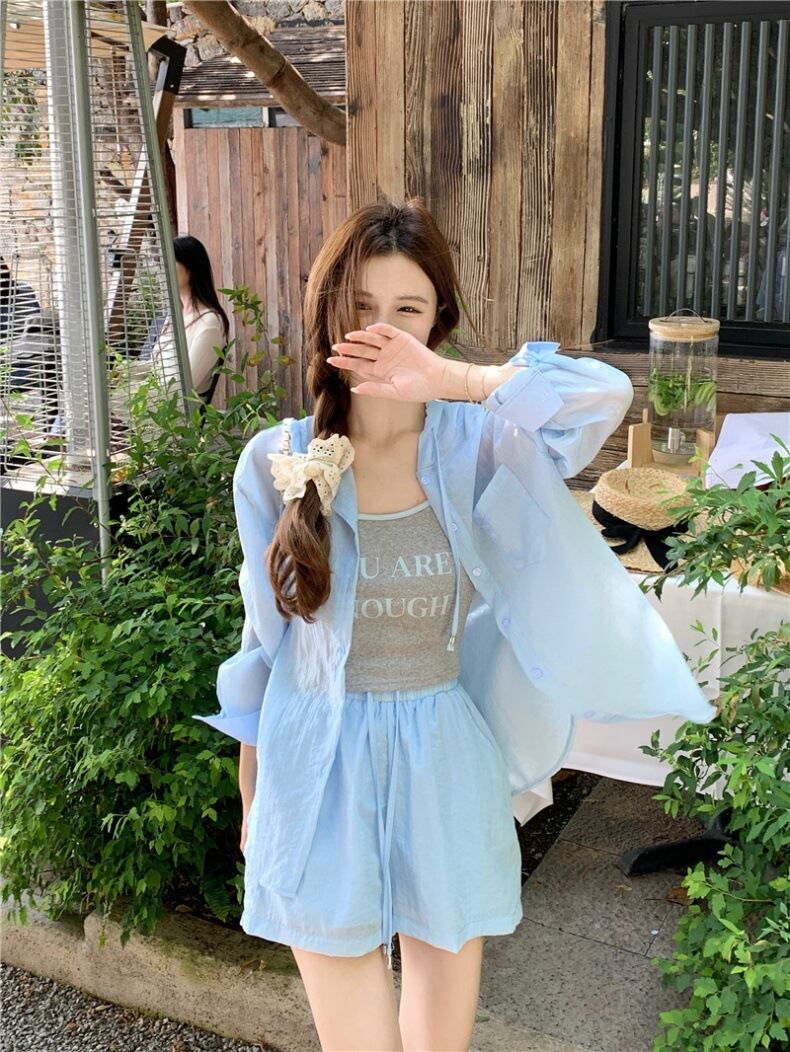 【set】ブラウスアウター+キャミソール+ショートパンツ3点セットG21290