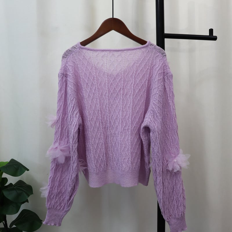 【tops】立体フラワーニットセーター　M26095