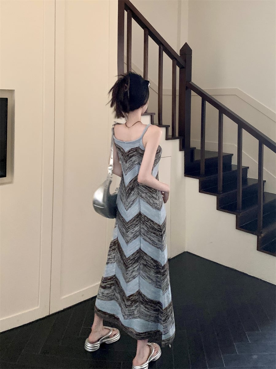 【dress】ストライプ柄ニットキャミワンピース G21561