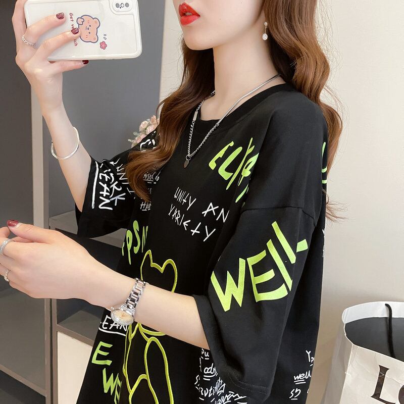 【tops】オシャレ度満点〜夏新作2色ラウンドネック半袖動物柄配色カジュアル大きいサイズ着回しＴシャツF2418