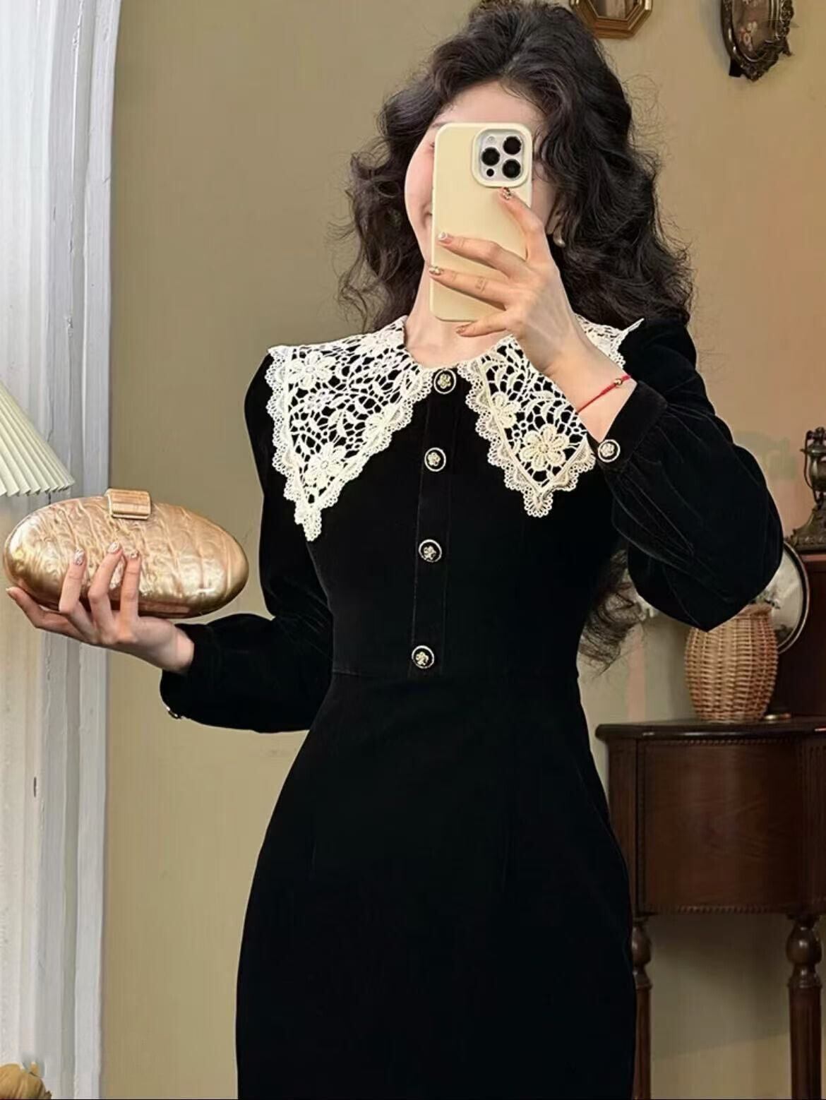 【dress】レースカラーマーメイドデートワンピース　N2915
