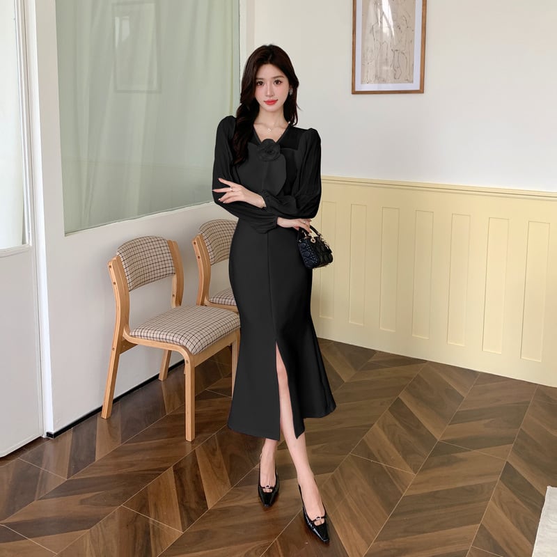【dress】立体フラワーマーメイドワンピース
