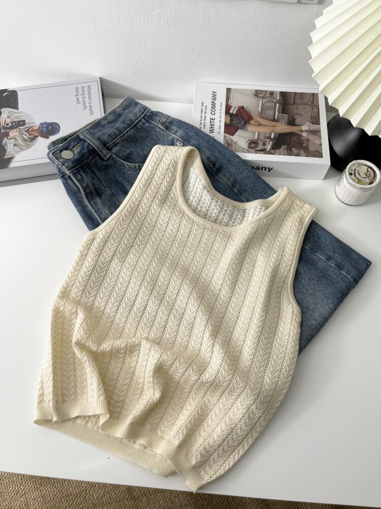 【tops】ニットノースリーブトップス　M29941
