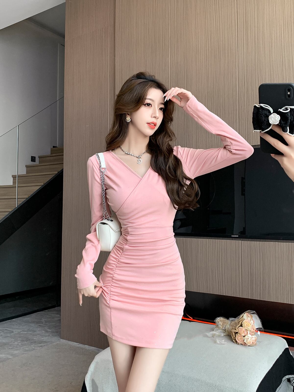 【dress】Vネックデートワンピース　M18680