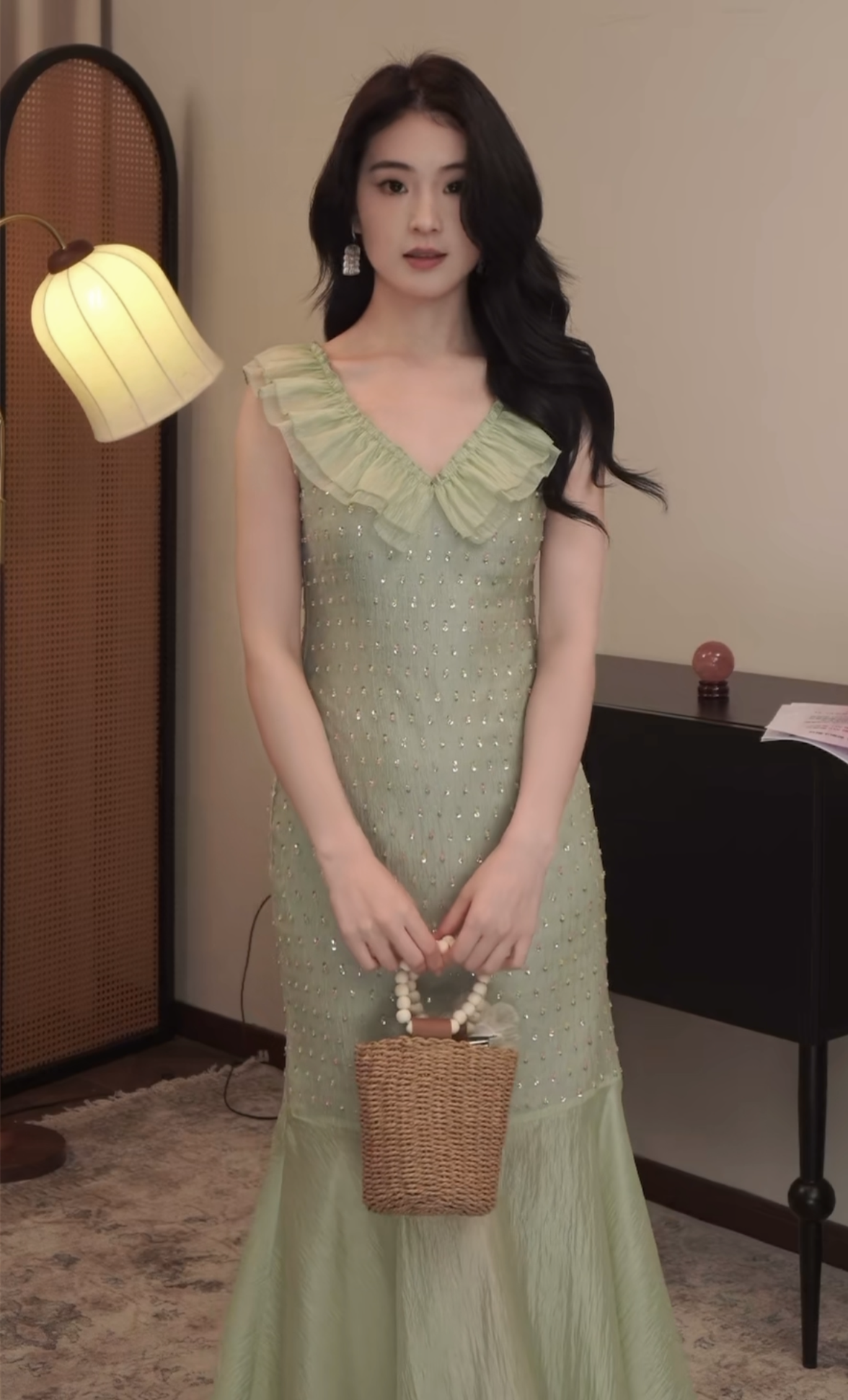 【dress】スパンコール付きマーメイドワンピース　N2987