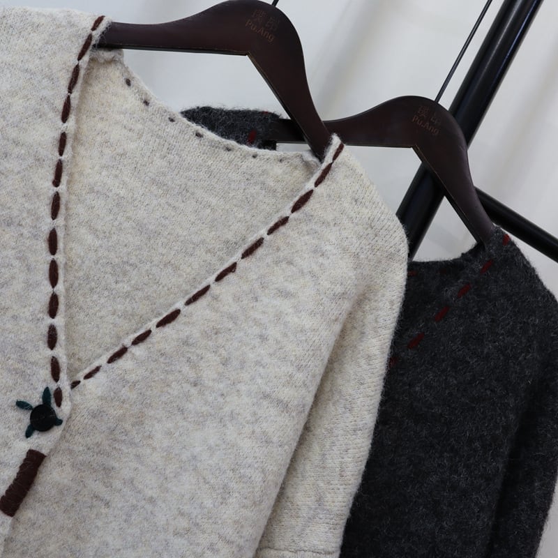 【outer】Vネックニットカーデ　M25377