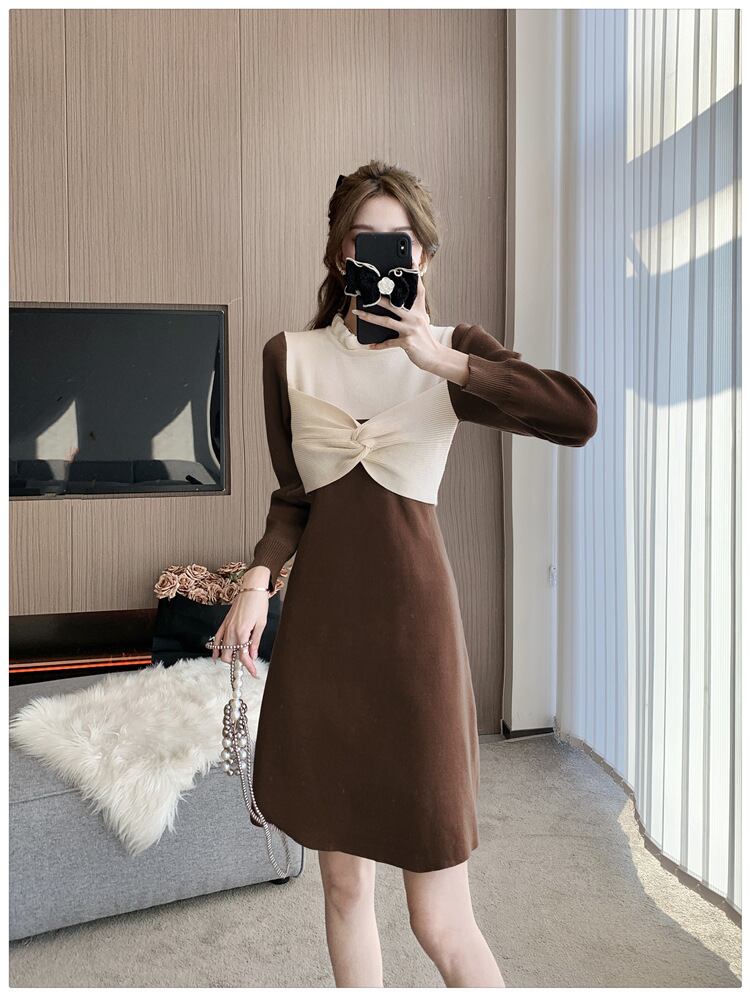 【dress】リボン付ニットワンピース　M18567