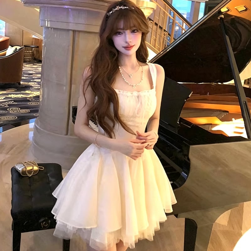 【dress】レースドッキングフレアワンピース Q8470