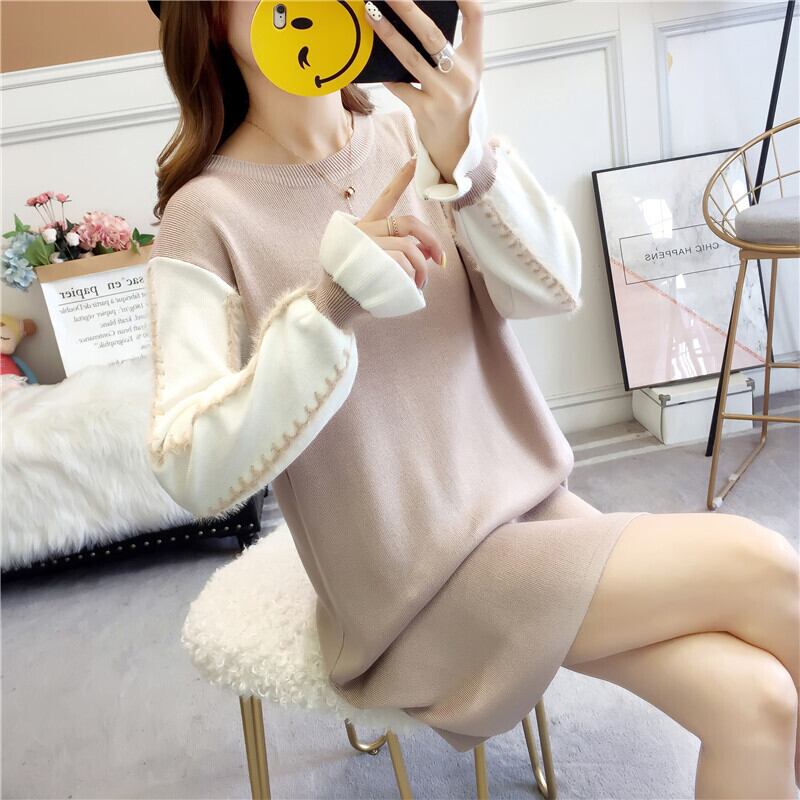 【dress】美人度アップ!気質満点スウィートスカラップスリーブ厚手ニットワンピース G3284