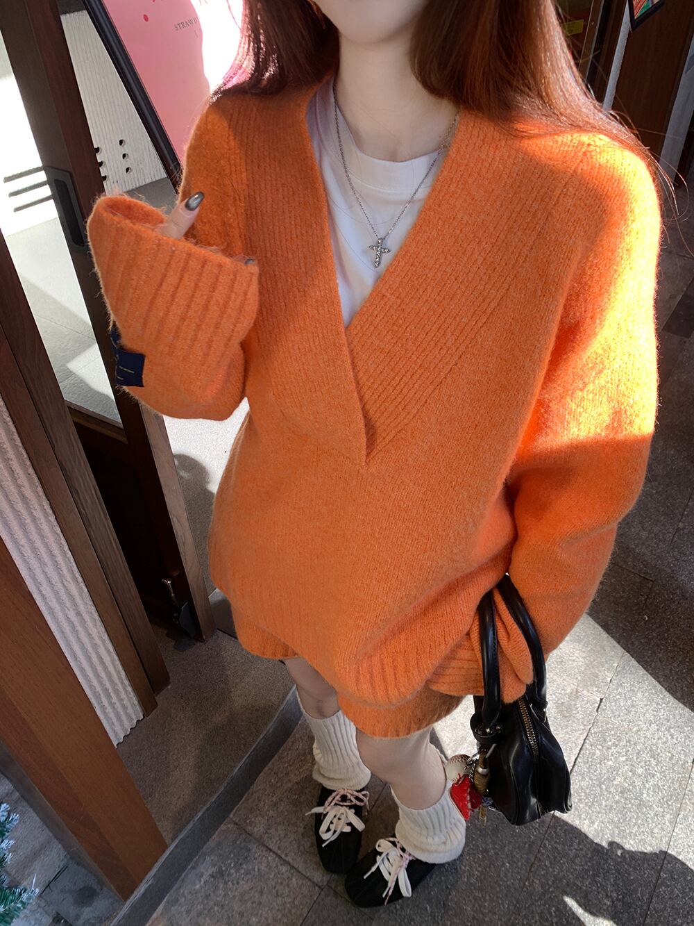 【set】Ⅴネックニットトップス×ショートパンツセット　N2932