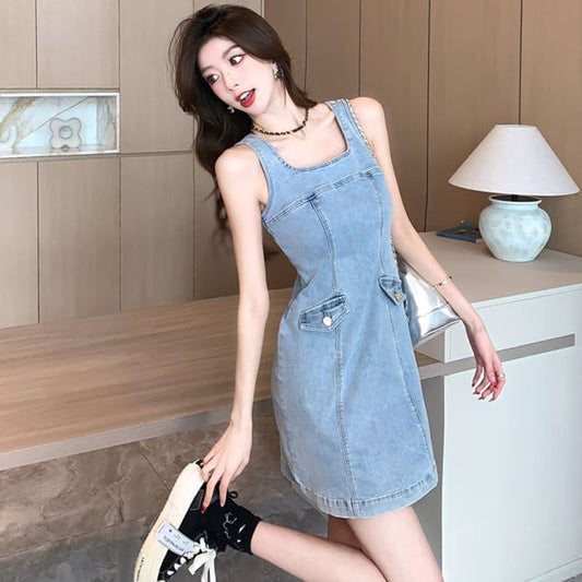 【dress】スクエアネックデニムワンピース G20464